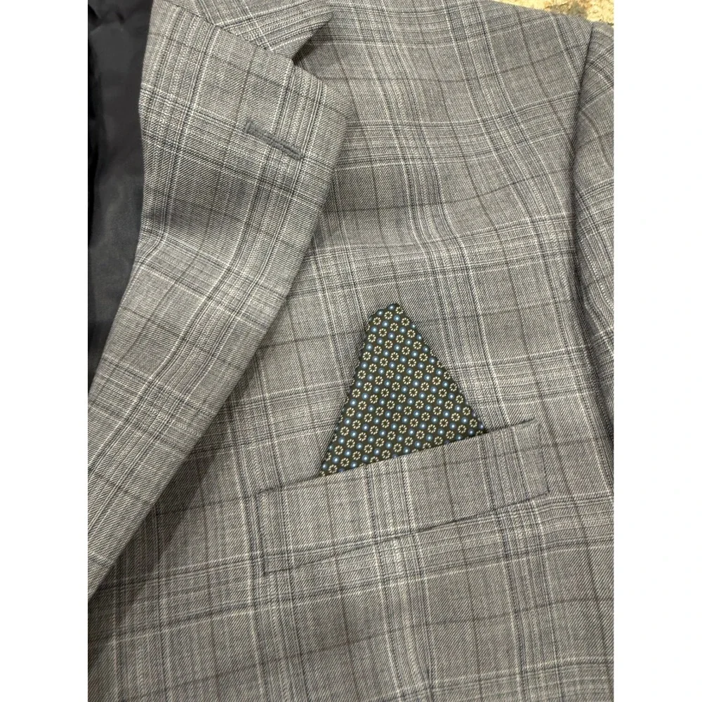 Lauren Ralph Lauren Mens 46L Blue Glen Plaid Wool Blend Blazer Sport Coat